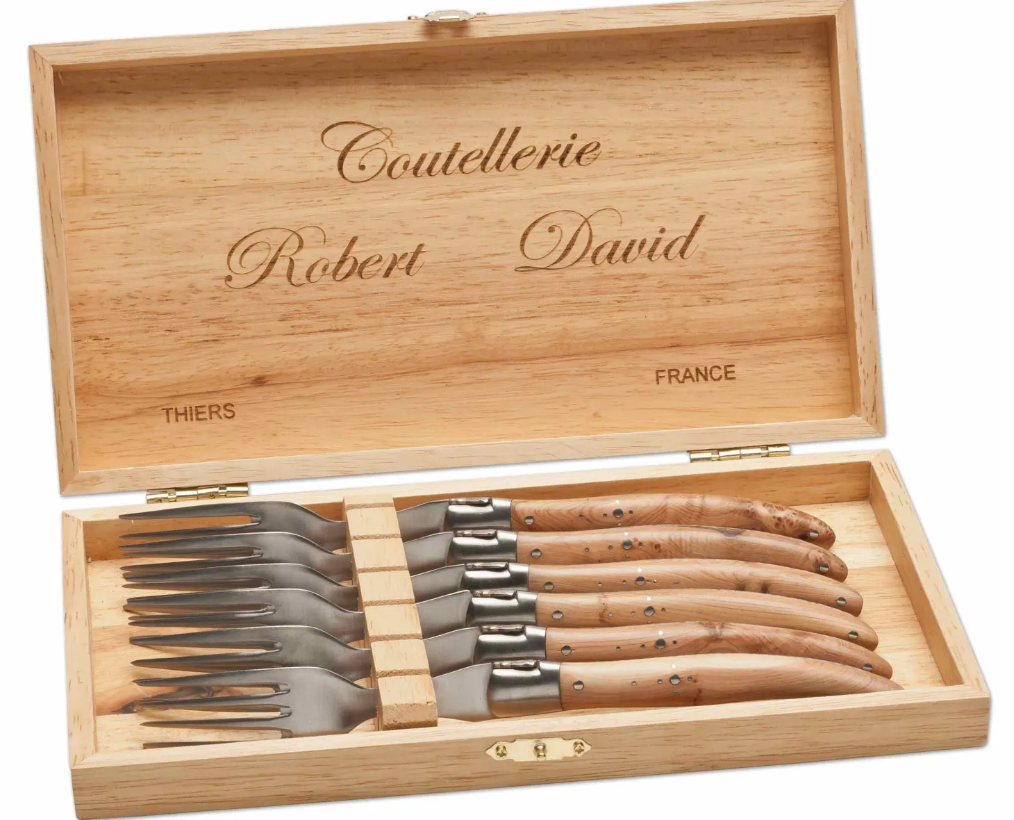 Wacholderholz Steakgabel Set